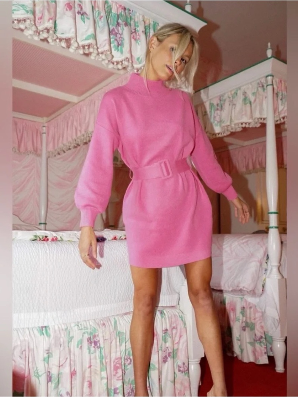 Yellow The Label Coco Belted Mini Dress